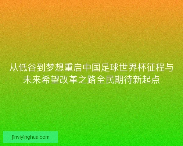 从低谷到梦想重启中国足球世界杯征程与未来希望改革之路全民期待新起点 从低谷到梦想重启中国足球世界杯征程与未来希望改革之路全民期待新起点