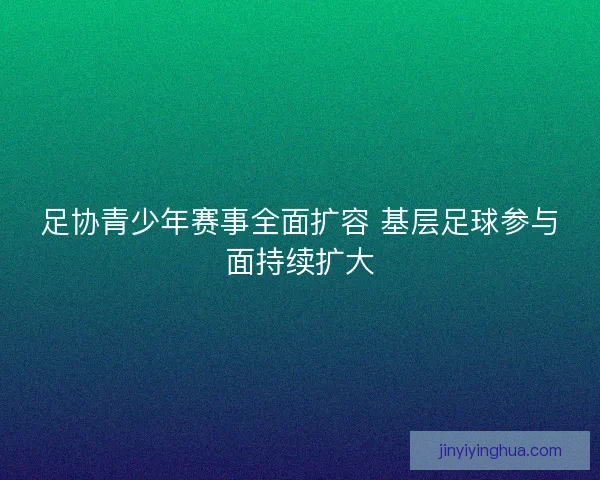 足协青少年赛事全面扩容 基层足球参与面持续扩大 足协青少年赛事全面扩容 基层足球参与面持续扩大