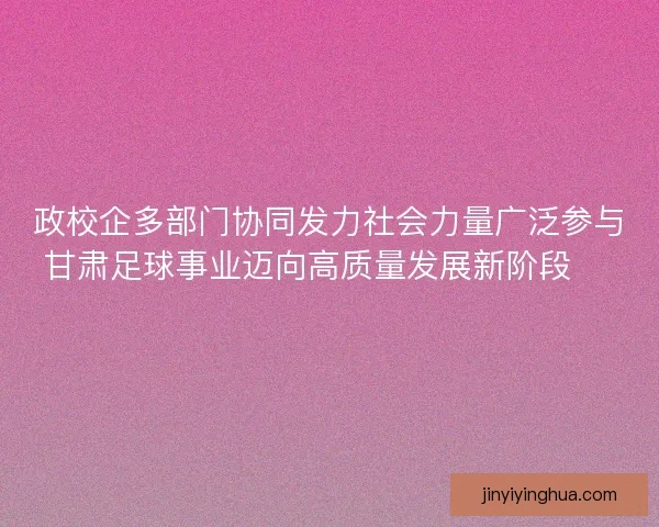 政校企多部门协同发力社会力量广泛参与甘肃足球事业迈向高质量发展新阶段 ⚽️